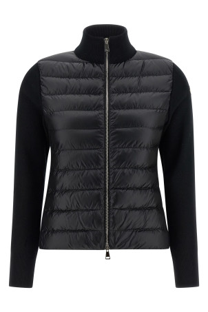 Two-material cardigan Black