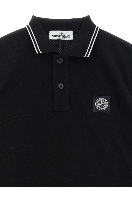'Compass' logo polo shirt Black