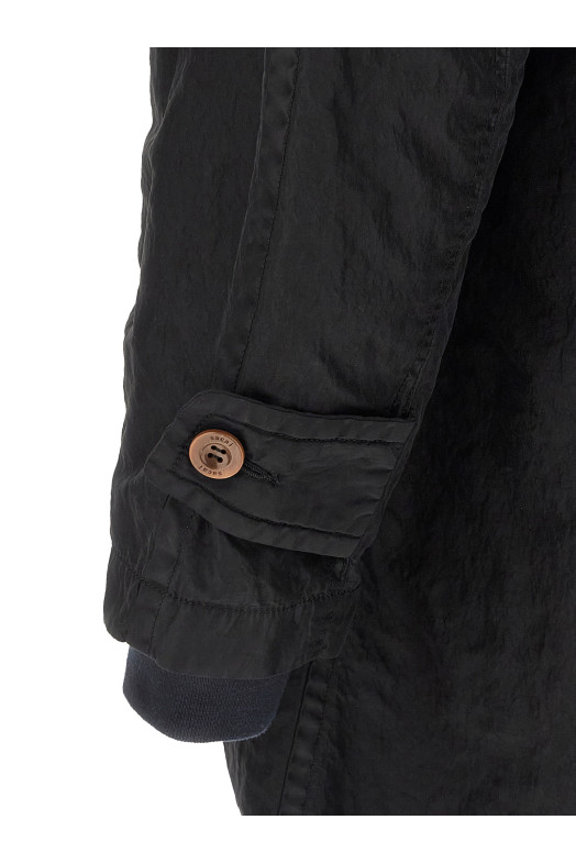 Crumpled effect coat Black