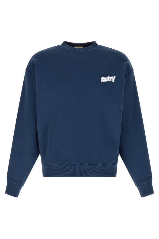 Logo print embroidery sweatshirt Blue