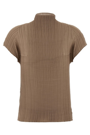 'Wooly Pleats-66' T-shirt Beige