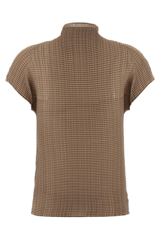 'Wooly Pleats-66' T-shirt Beige