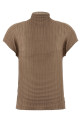 'Wooly Pleats-66' T-shirt Beige
