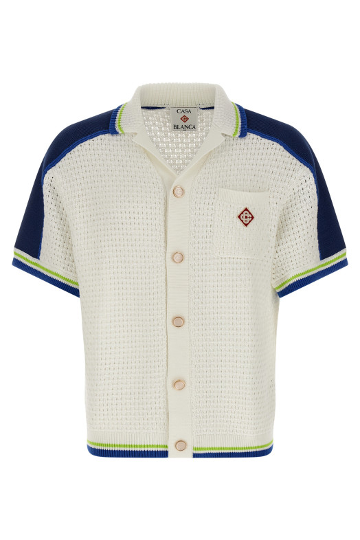 'Tennis Cotton Crochet' shirt White