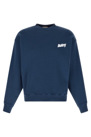 Logo print embroidery sweatshirt Blue