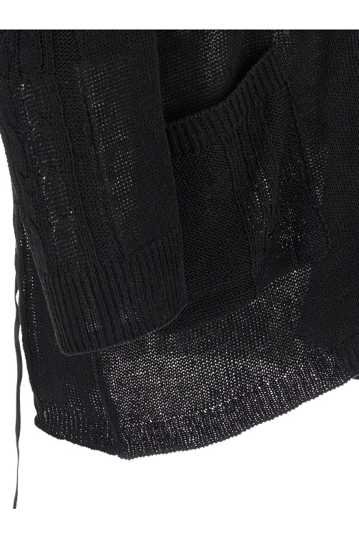 Lace up cardigan Black
