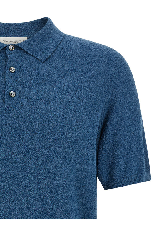 Spongy effect polo shirt Blue