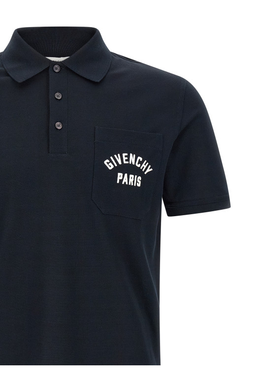 Pocket embroidery polo shirt Blue