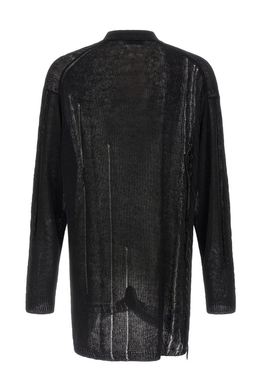 Lace up cardigan Black