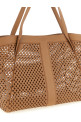 Openwork leather shopping bag Brown