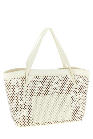 Openwork leather shopping bag White