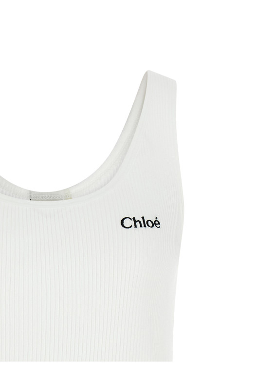 Logo embroidery top White