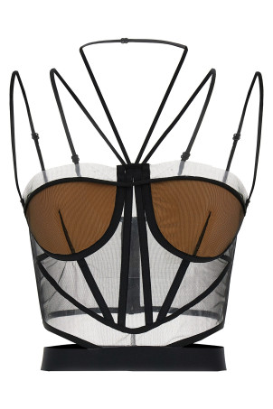 'Sheer Corset' top Black