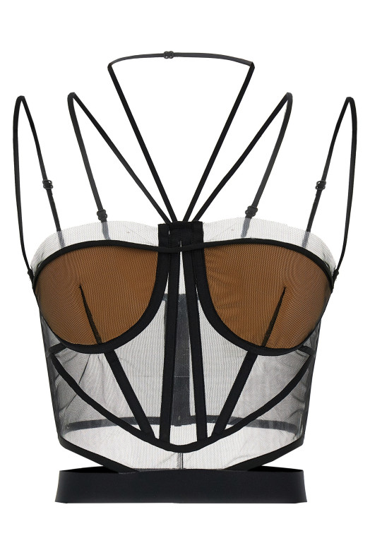 'Sheer Corset' top Black