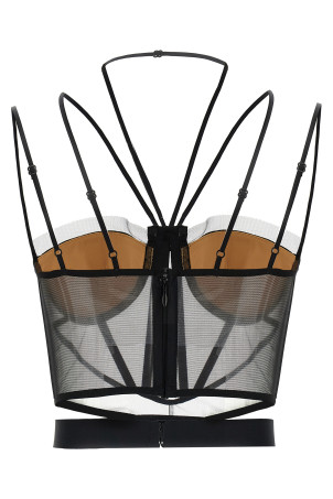 'Sheer Corset' top Black