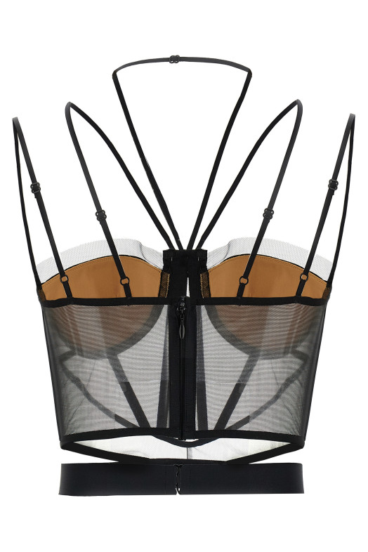 'Sheer Corset' top Black