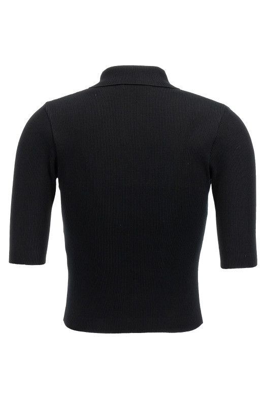 Ribbed polo shirt Black