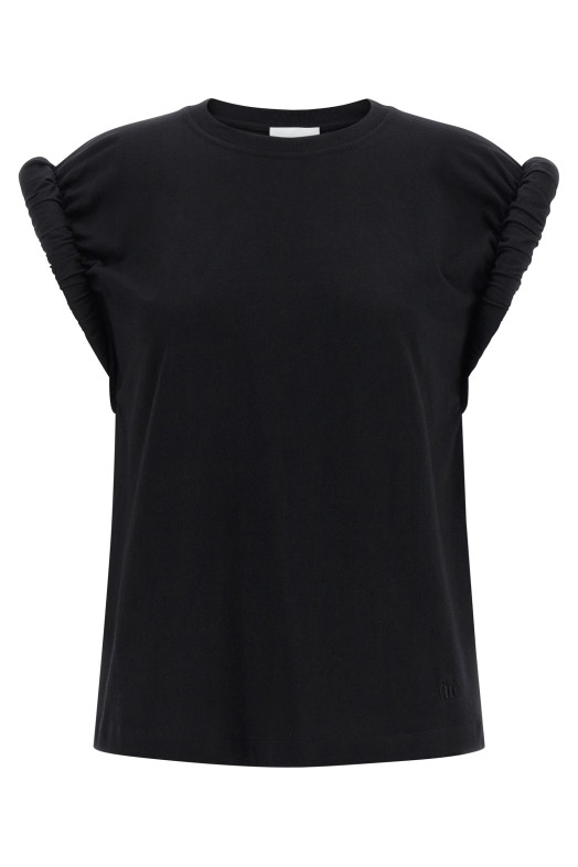 Curled sleeve t-shirt Black
