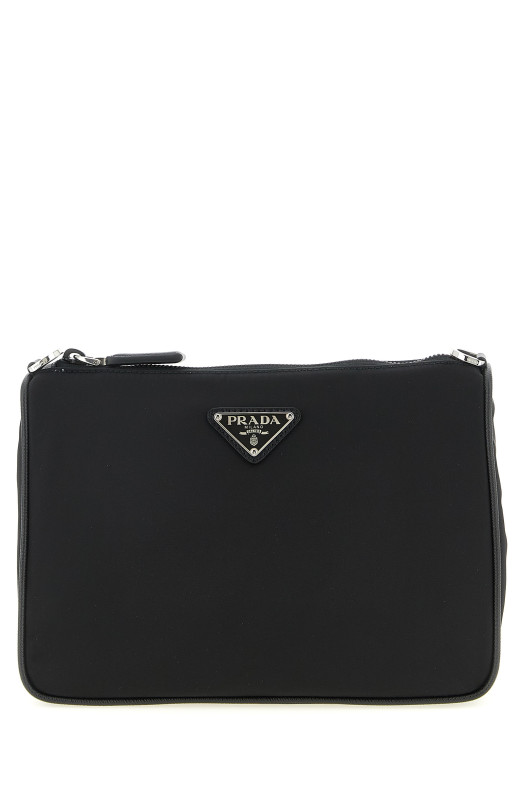 Logo nylon crossbody bag Black