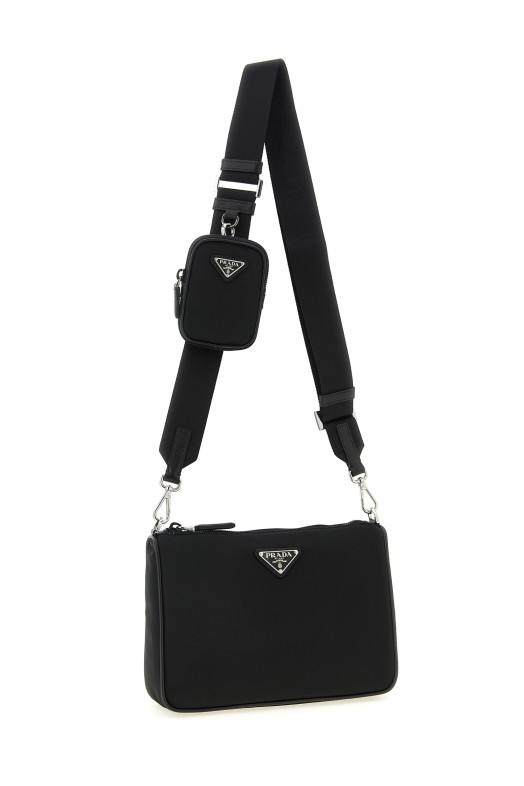 Logo nylon crossbody bag Black