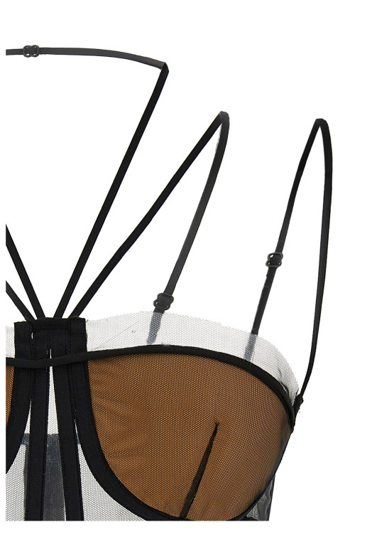 'Sheer Corset' top Black