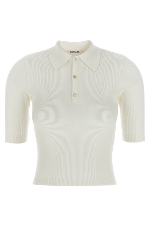Ribbed polo shirt White
