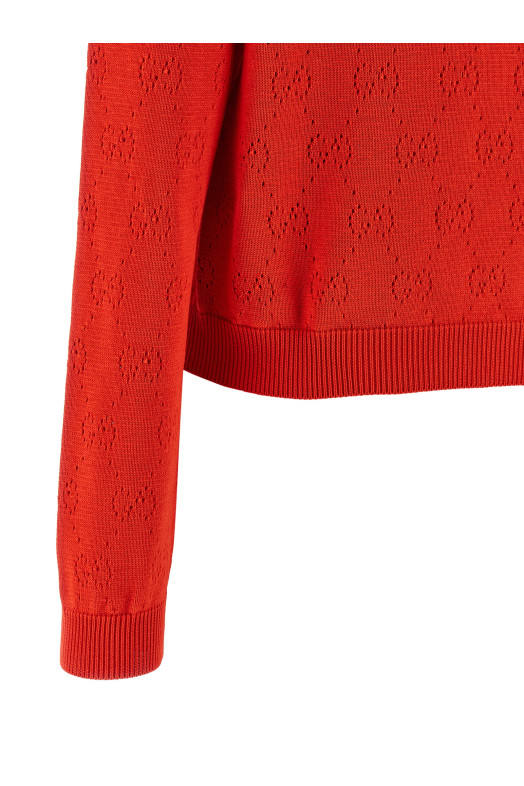 Openwork GG cardigan Red