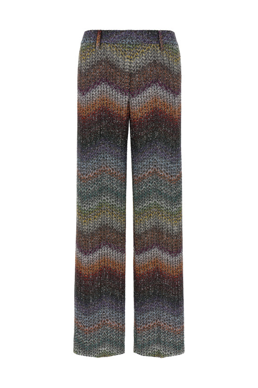Zigzag lamé viscose pants Multicolor
