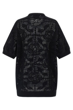 Openwork cotton sweater Black