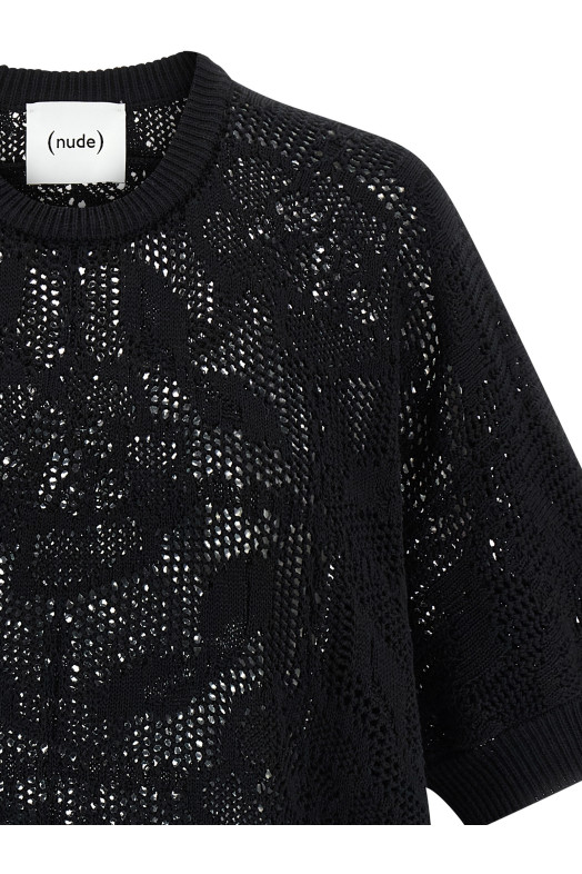 Openwork cotton sweater Black