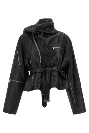 'Cropped Scarf Flight' jacket Black