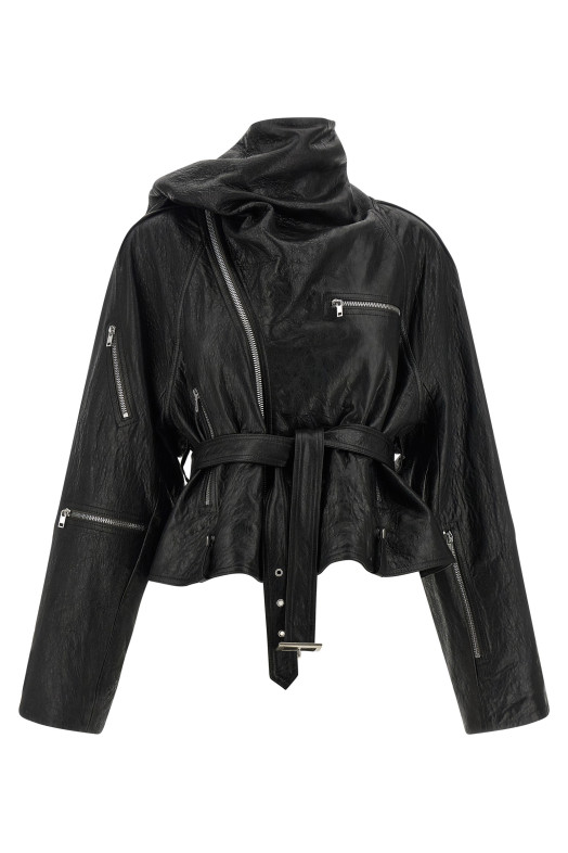 'Cropped Scarf Flight' jacket Black