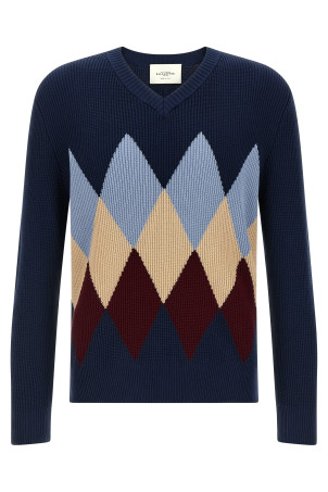 Argyle pattern sweater Blue