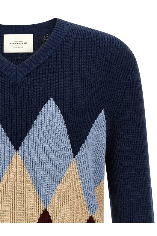 Argyle pattern sweater Blue
