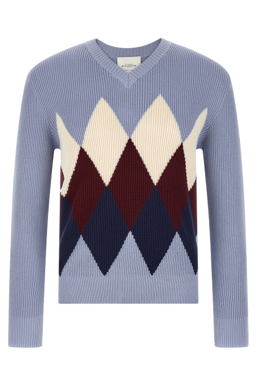 Argyle pattern sweater BLUE
