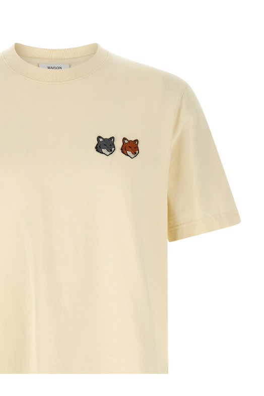'Double Fox Head' T-shirt Beige