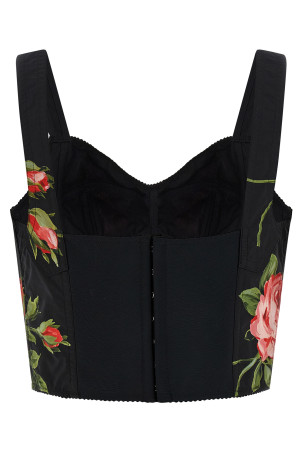 'Bouquet Rose' Bustier Top Black