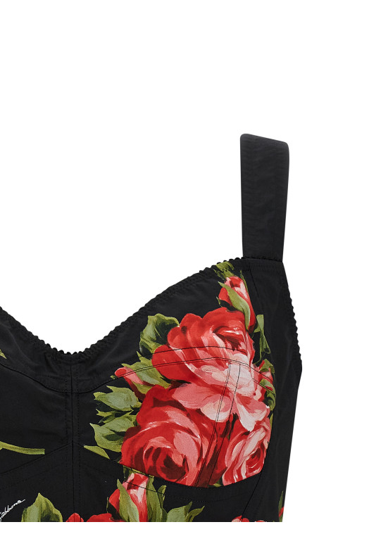 'Bouquet Rose' Bustier Top Black