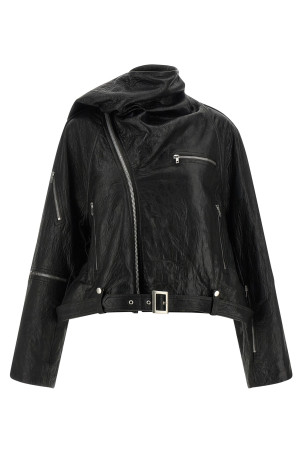 'Cropped Scarf Flight' jacket Black