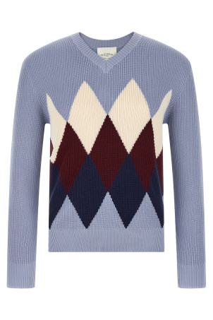 Argyle pattern sweater BLUE
