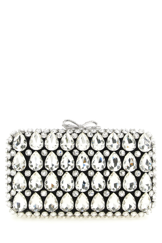 'Black Satin Crystal' clutch Black