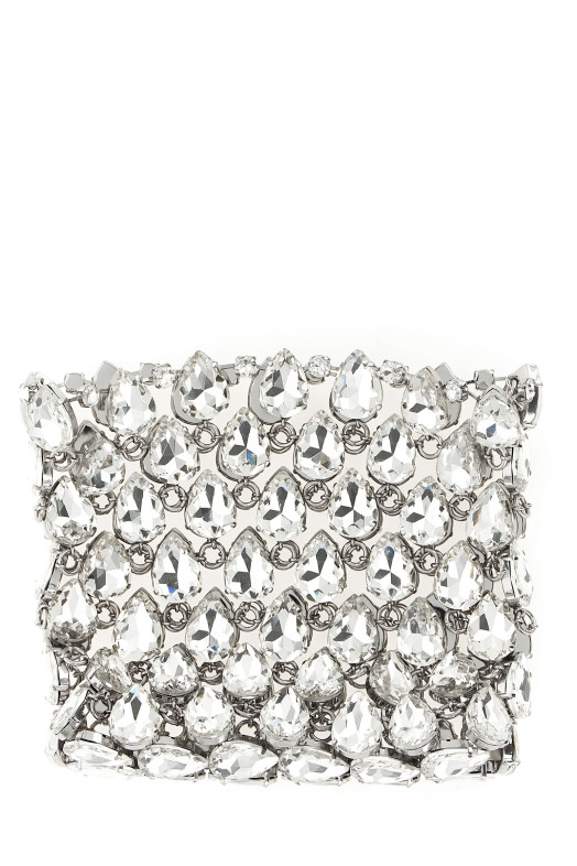'Silver Crystal Chainmail Mini' clutch Multicolor