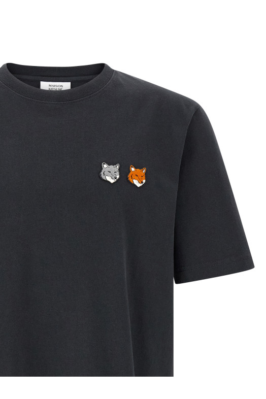 'Double Fox Head' T-shirt Gray