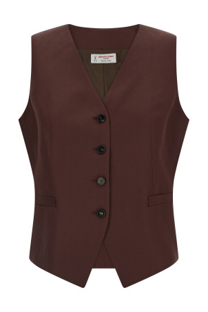 Viscose and linen vest Brown