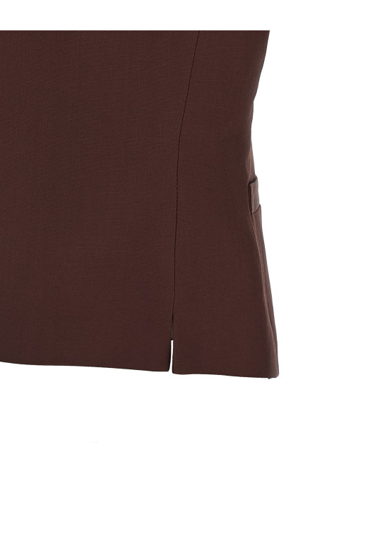 Viscose and linen vest Brown