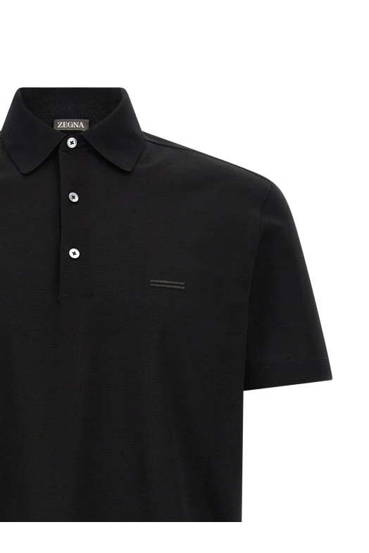 Piqué cotton polo shirt Black