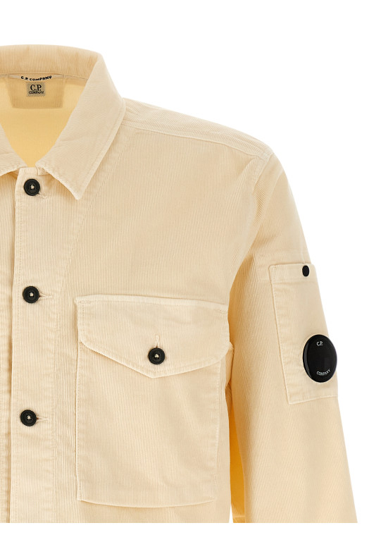 Ribbed velvet overshirt Beige