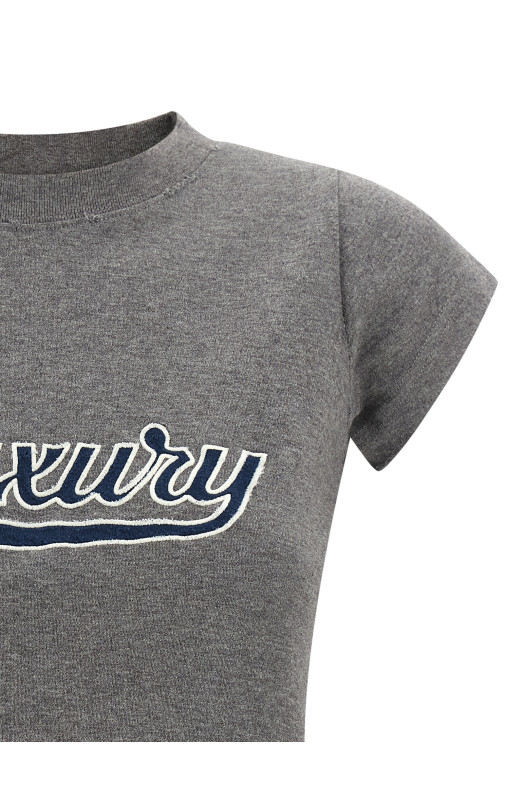 'Shrunk Luxury Script' T-shirt Gray