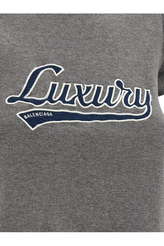 'Shrunk Luxury Script' T-shirt Gray