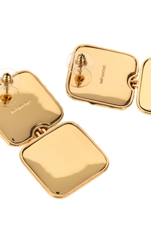 'Mottled Gold Black Tiered' earrings Gold